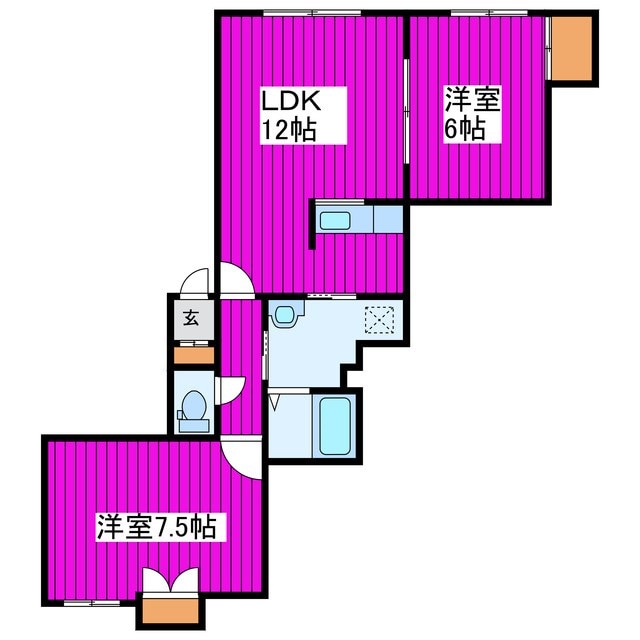 東苗穂８条３丁目 徒歩4分 2階の物件間取画像