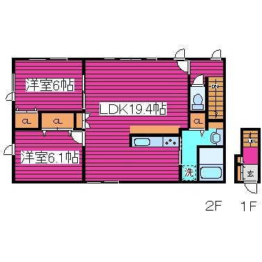 栄町駅 徒歩15分 2階の物件間取画像