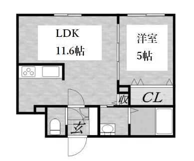 麻生駅 徒歩5分 1階の物件間取画像