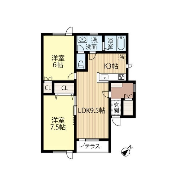 花川南９条３丁目 徒歩1分 1階の物件間取画像