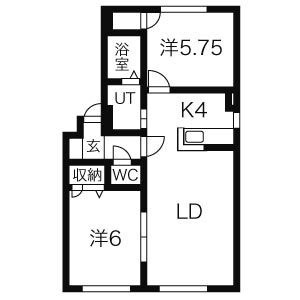 花川南４条１丁目 徒歩9分 1階の物件間取画像