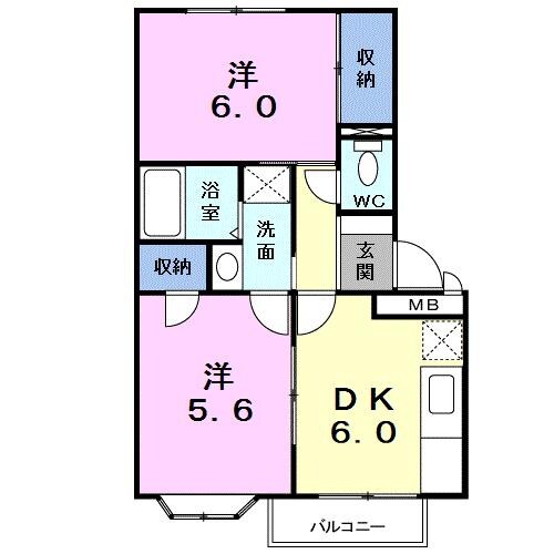 グリーンハイツ深田Bの物件間取画像