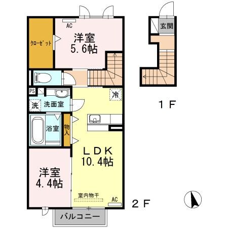 エスポワール（八幡町）の物件間取画像