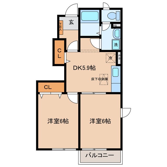 寺津本町 徒歩5分 1階の物件間取画像