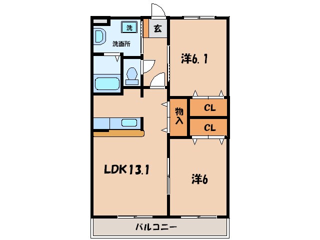 田貫 徒歩4分 2階の物件間取画像