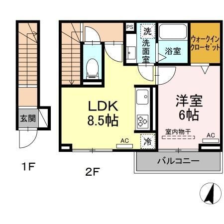 西尾口駅 徒歩16分 2階の物件間取画像