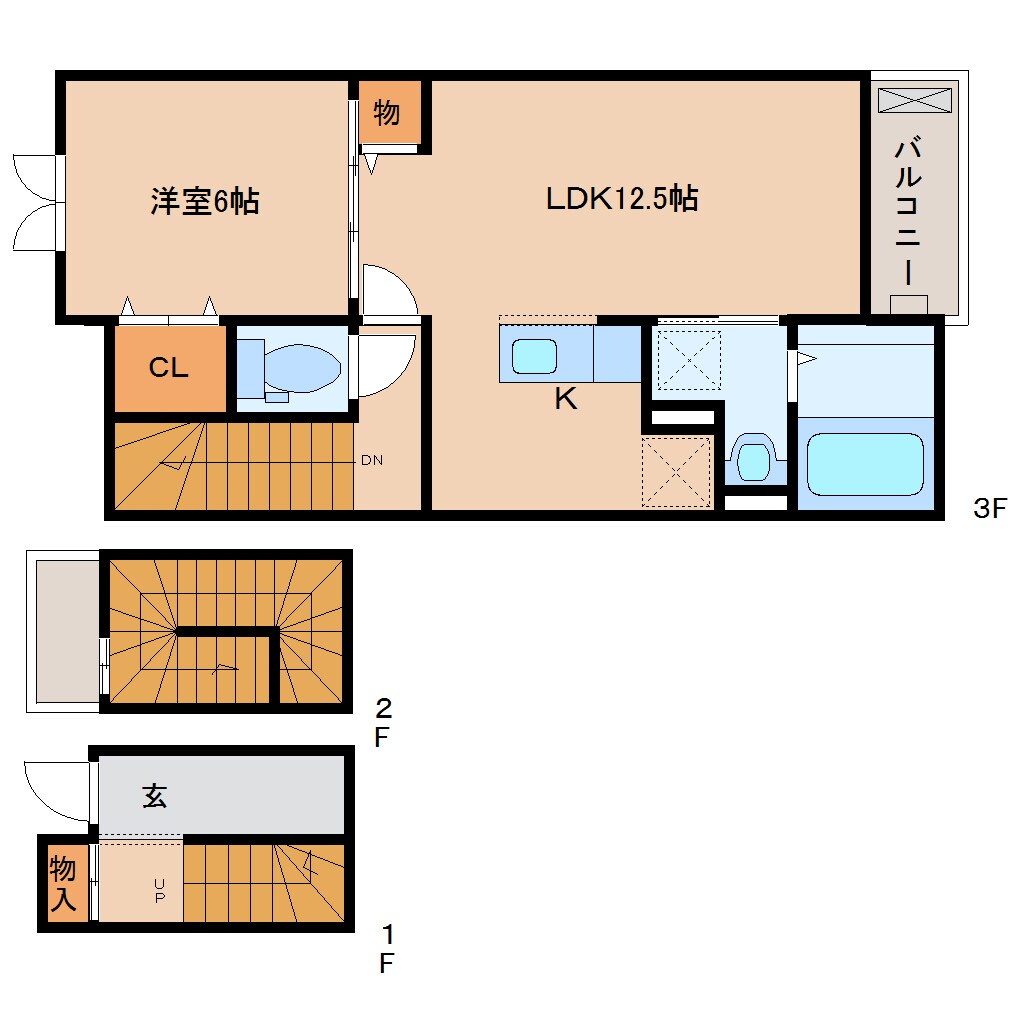 奈良駅 バス15分  大和ハウス前下車：停歩5分 3階の物件間取画像