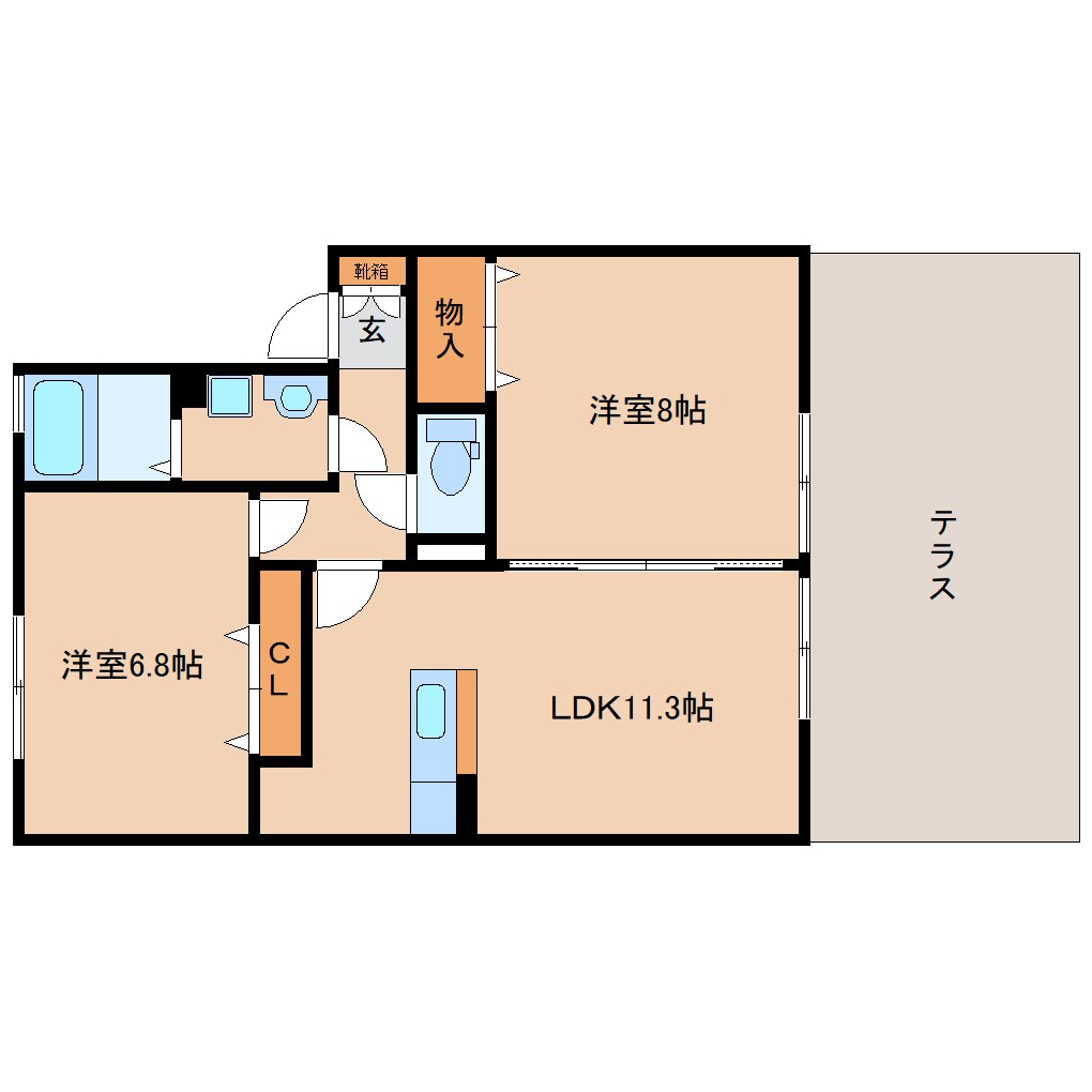 京終駅 徒歩8分 1階の物件間取画像