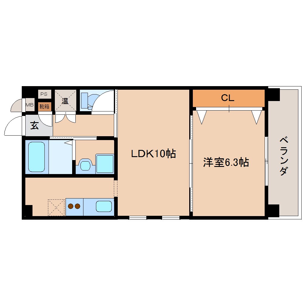 京終駅 徒歩8分 3階の物件間取画像