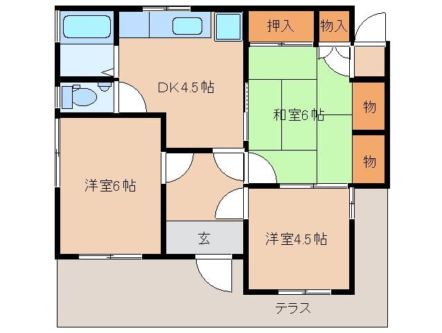 京終駅 徒歩6分 1階の物件間取画像