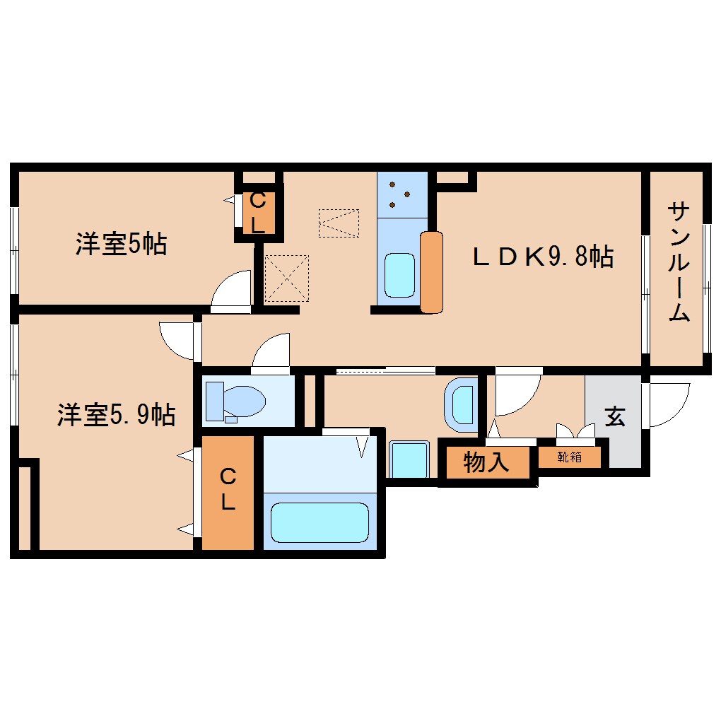 京終駅 徒歩8分 1階の物件間取画像