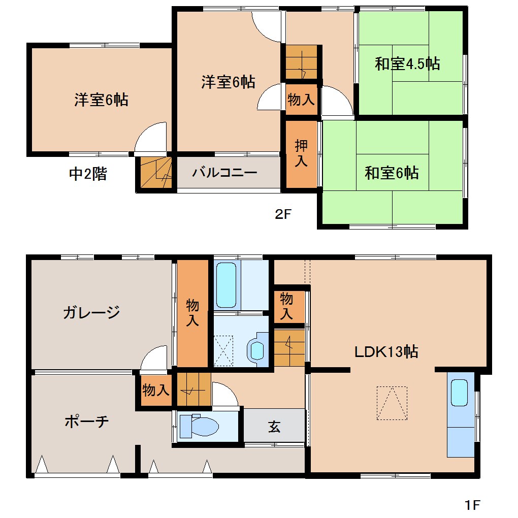 京終駅 徒歩21分 1-2階の物件間取画像