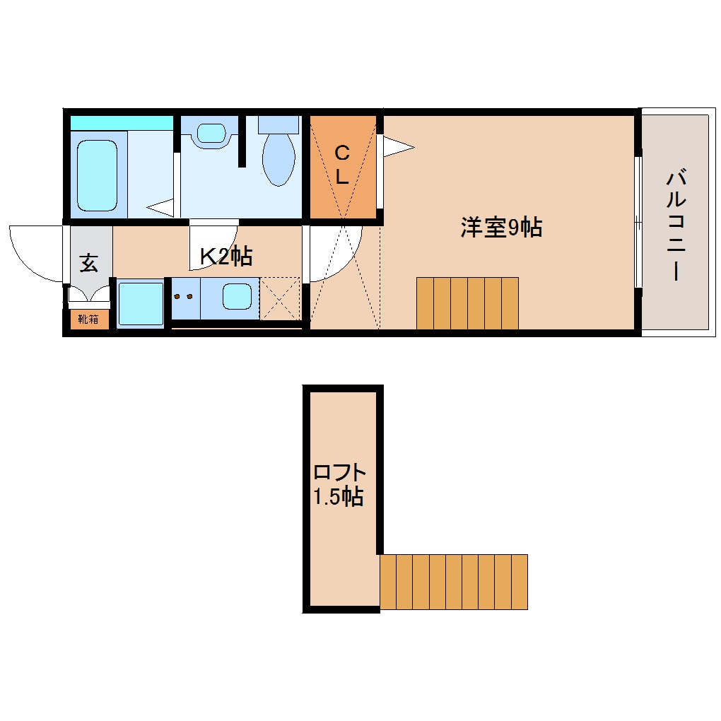 奈良駅 バス15分  二条大路南5丁目下車：停歩2分 2階の物件間取画像