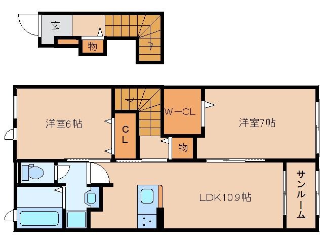 木津駅 徒歩13分 2階の物件間取画像