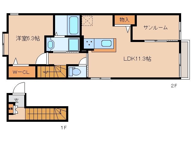 加茂駅 徒歩6分 2階の物件間取画像