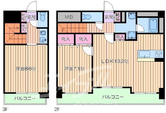 コリーヌ江坂の物件間取画像