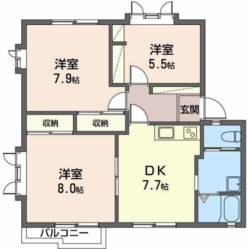 フレグランス黄金Ｅの物件間取画像