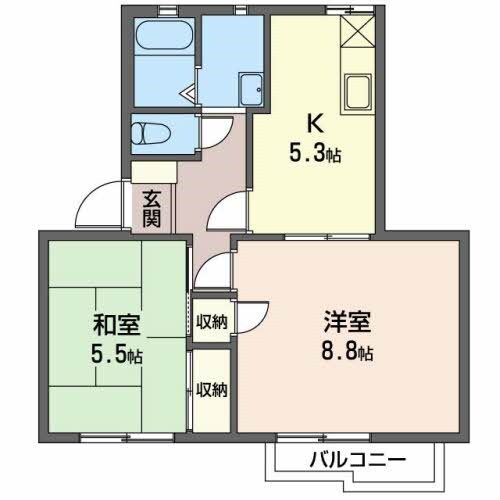 ハイツサンフローレＳ棟の物件間取画像