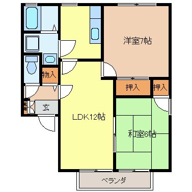 クレスト小林Ｂ棟の物件間取画像