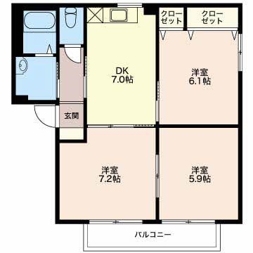 バリュージュ田中Ａ棟の物件間取画像