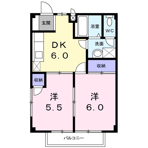 サザンレイクB棟の物件間取画像