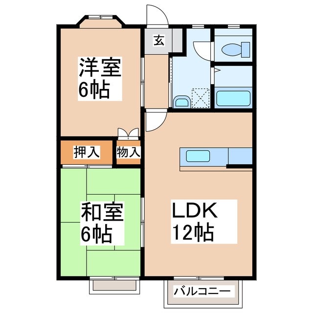 ハーベスト中之条A棟の物件間取画像