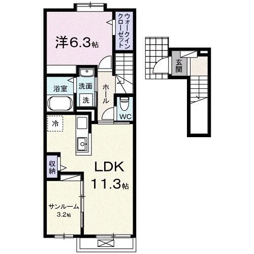 上田原駅 徒歩18分 2階の物件間取画像