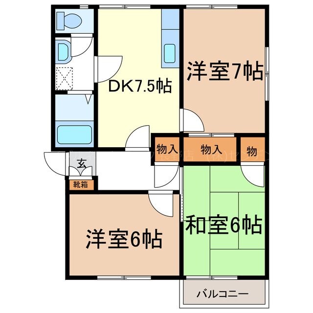 市役所前駅 徒歩24分 2階の物件間取画像