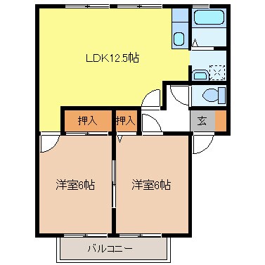 サンビレッジ北長野Ｂの物件間取画像