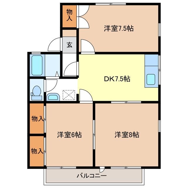 ライブタウン風間B棟の物件間取画像