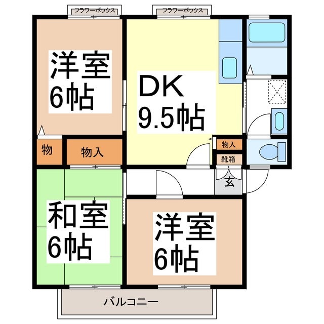 サンビレッジ青木島B棟の物件間取画像