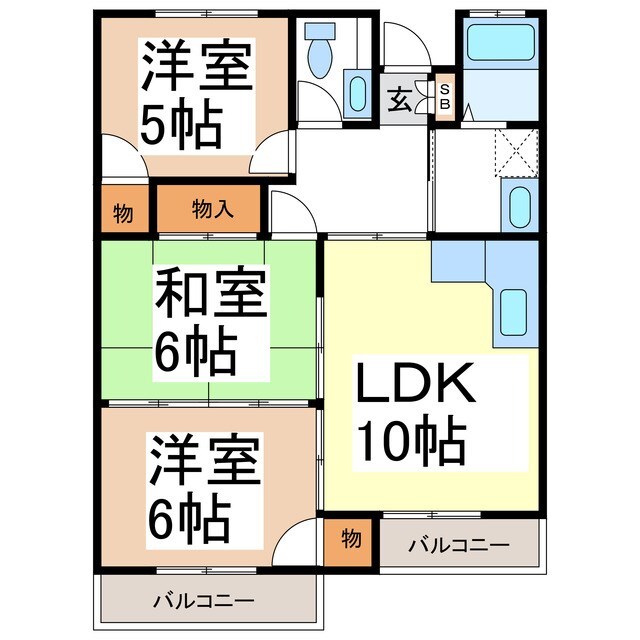 アパートメント石塔の物件間取画像