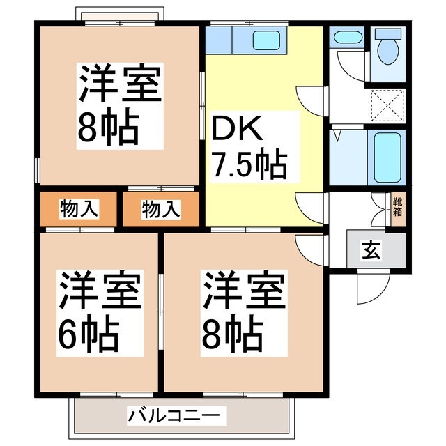 アムールクワナＡ棟の物件間取画像