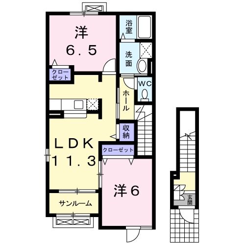 ベルヴィル松代Bの物件間取画像