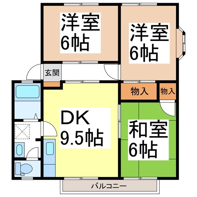 サンビレッジ稲里Ｄ棟の物件間取画像