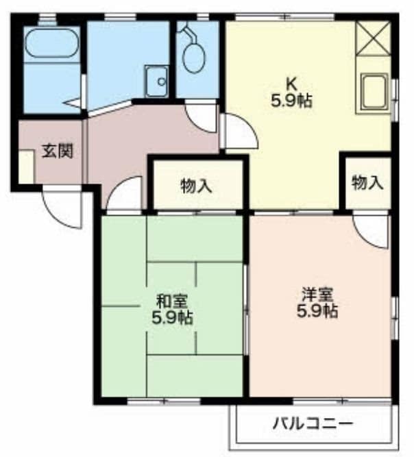 富貴原ハイツAの物件間取画像