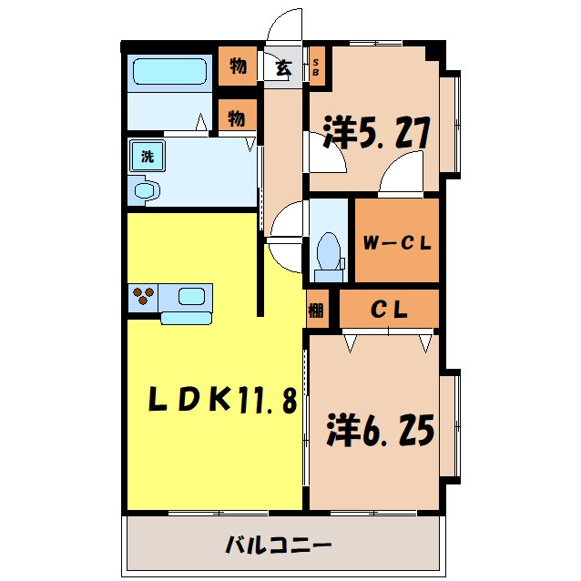 Sunpersimmon～ｻﾝﾊﾟｰｼﾓﾝ（熊谷市別府）の物件間取画像