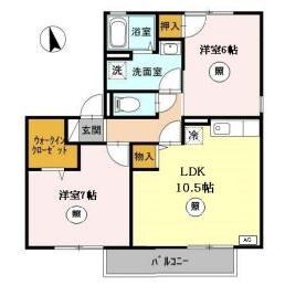 サニーハイツ田寺B棟の物件間取画像