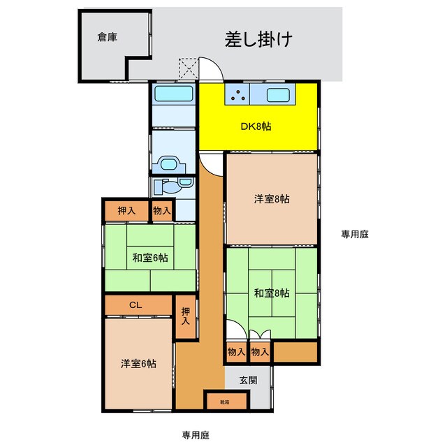 東高泊O貸家の物件間取画像