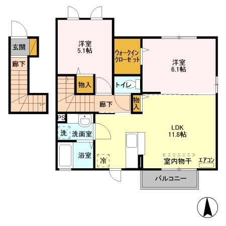 エバーグリーンAの物件間取画像