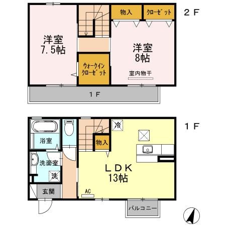 ウィット西深津　Ｂ棟の物件間取画像