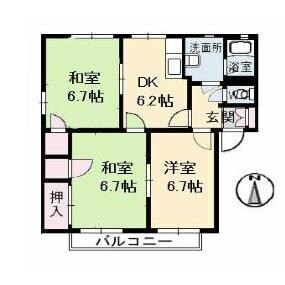 ディアス羽原　Ｂ棟の物件間取画像