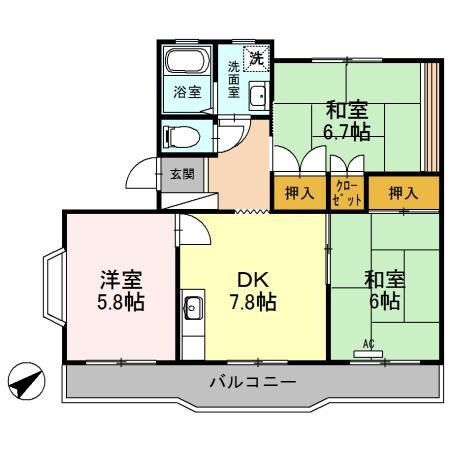 コーポラス多治米の物件間取画像