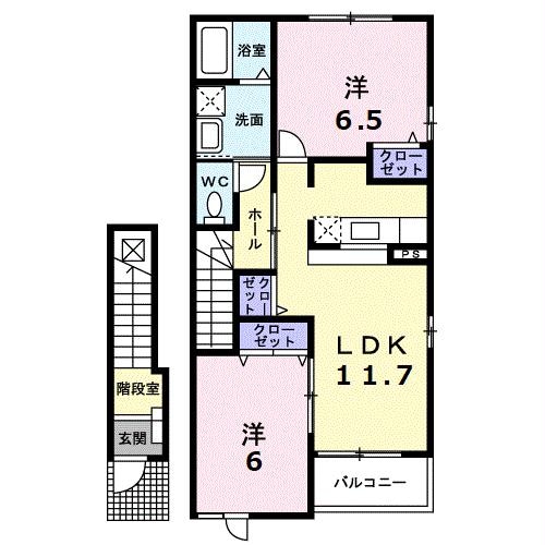 グラシオッソＡの物件間取画像