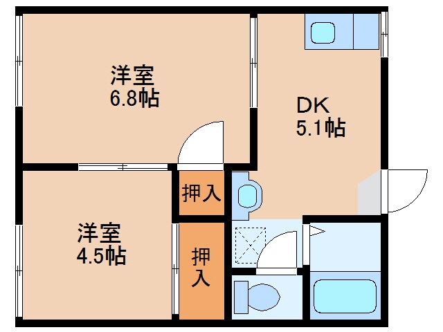宮崎駅 車移動2分  1km 2階の物件間取画像