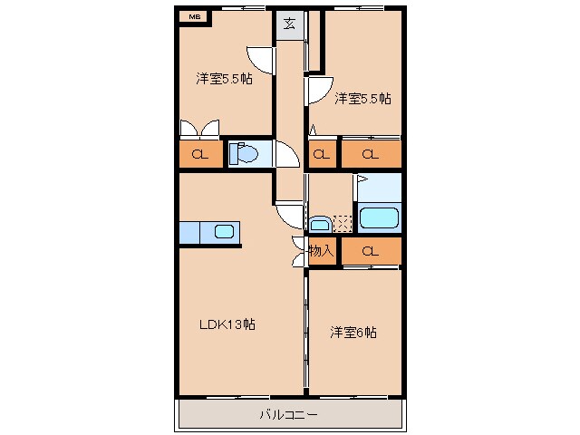 リアン花ヶ島の物件間取画像