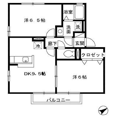 リビングタウン山形南 Ｃの物件間取画像