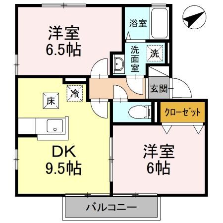 リビングタウン山形南 Ｃの物件間取画像