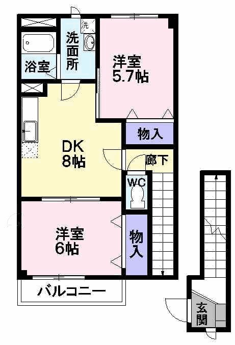 クレストール木場町Ｃの物件間取画像