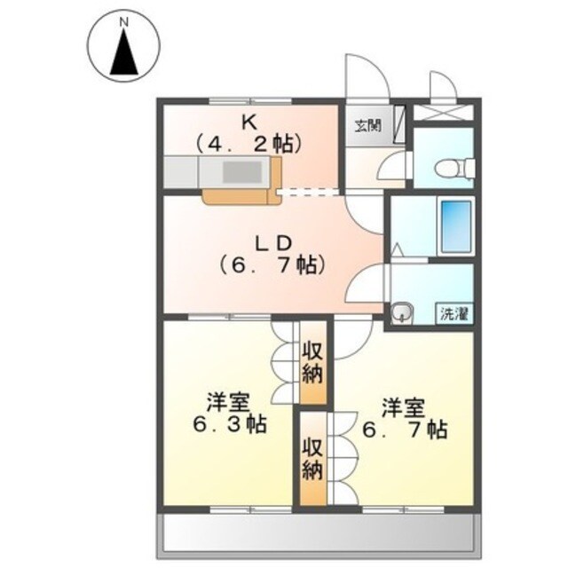 パラシオン旭Ｃの物件間取画像